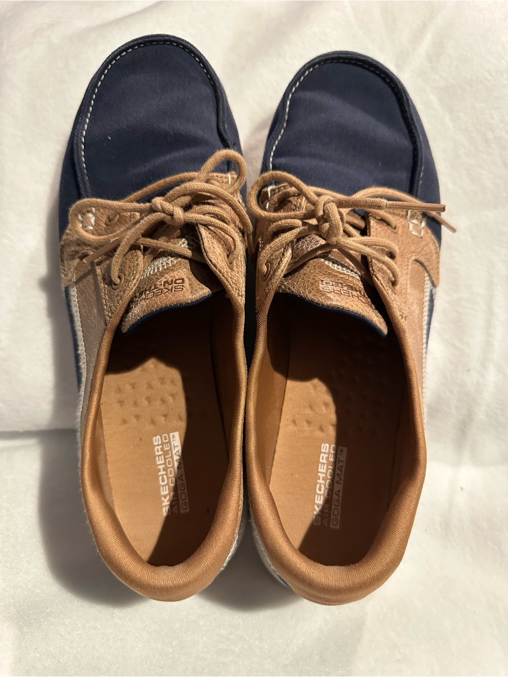 Skechers Navy and Tan Lace-Up Boat Shoes